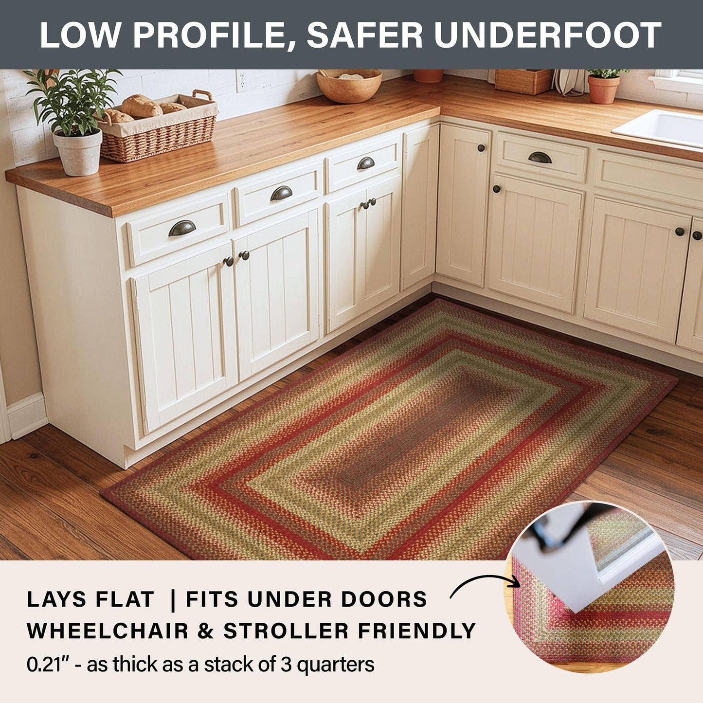Cider Barn Cranberry Red Small Braided Rug, Jute, 27"x45" Rectangle - Perfect Country Rustic Decor for Entryway, Bathroom, Everywhere