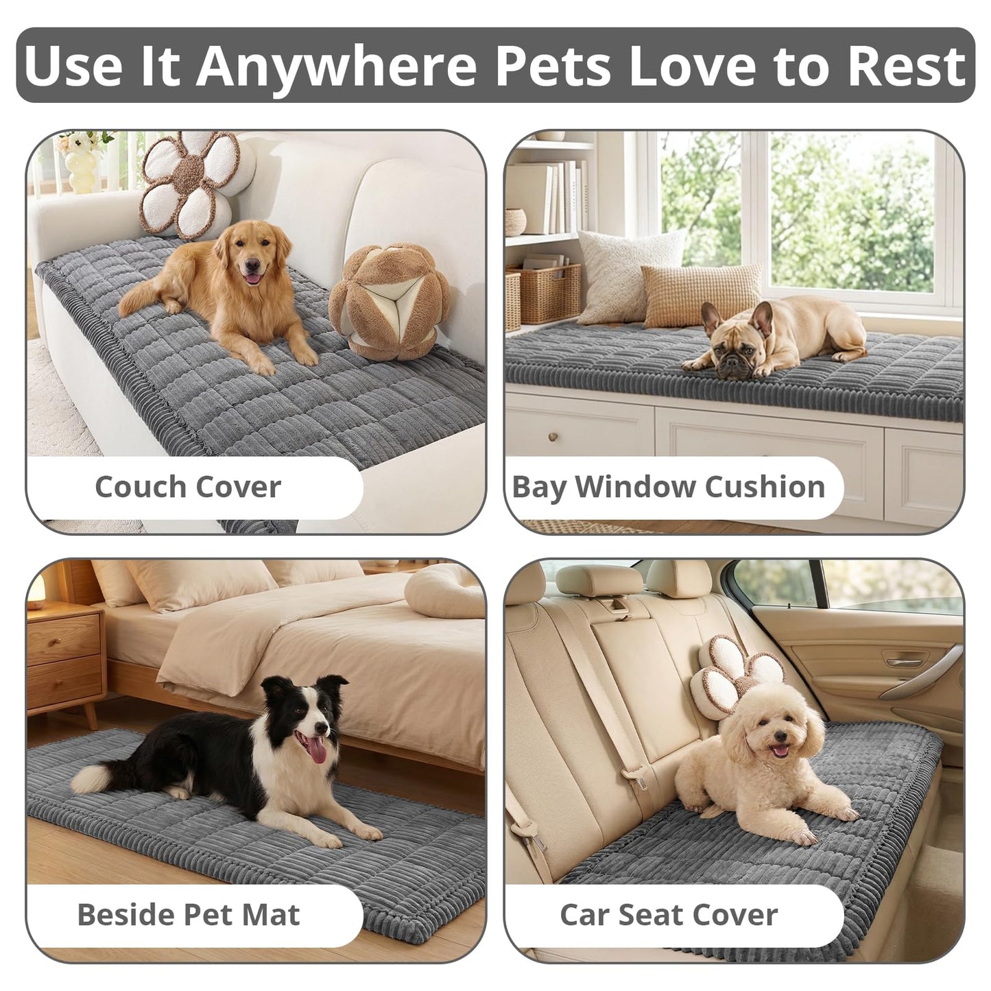 OstepDecor Couch Cover for Dogs, Washable Non Slip Sofa Cover for Pets, Soft Couch Covers for Sofa, Loveseat and Sectional, Furniture Protector Against Pet Hair & Scratches (27.6" x 27.6", Dark Grey)