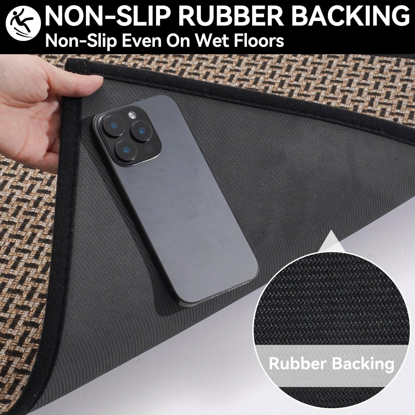 Indoor Door Mat Dirt 36x60 Resistant and Absorbent, Non-Slip Rubber Backing Floor Mats, Easy Clean Low-Profile Doormat for Entryway, Front Door, Inside Entrance Black