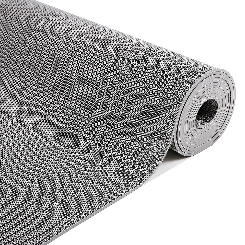LITA Drainage Non Slip Flooring Mats Swimming Pool Bathroom Mat Anti-Fatigue PVC Mat Heavy Duty Commercial Anti Slip Floor Mats for Outdoor Balcony Garage Restaurant Sauna SPA (Gray, 3FTX8FT)