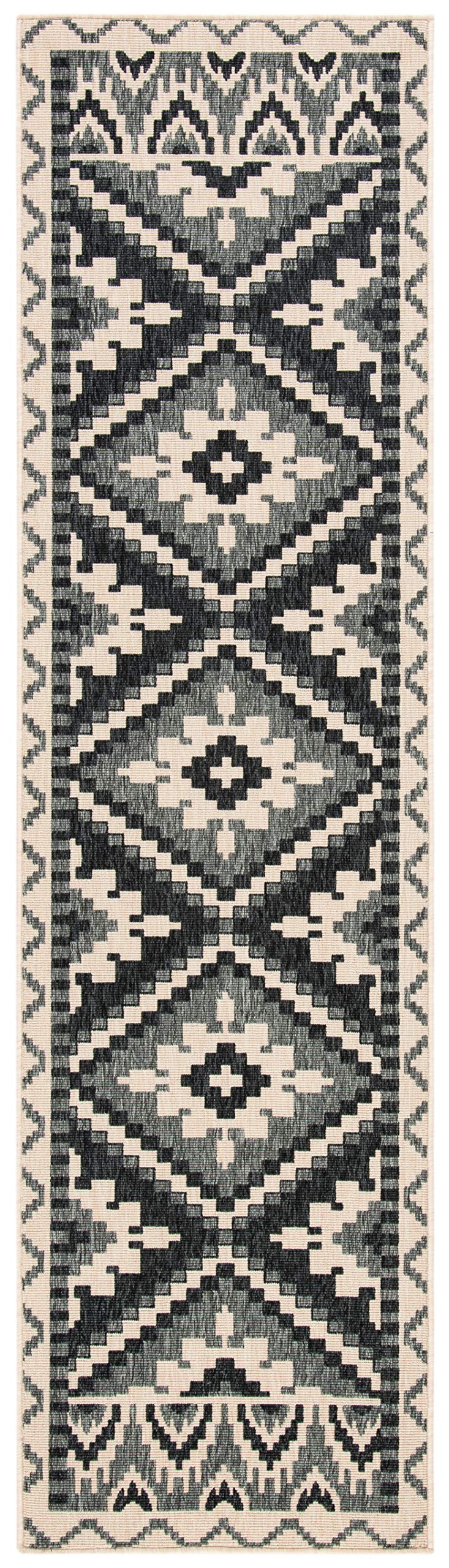 SAFAVIEH Washable Rug Outdoor Veranda Collection - 2'7' x 5', Beige & Grey, Non-Shedding & Easy to Clean, Ideal for Patio, Backyard, Mudroom (VER096-3413)