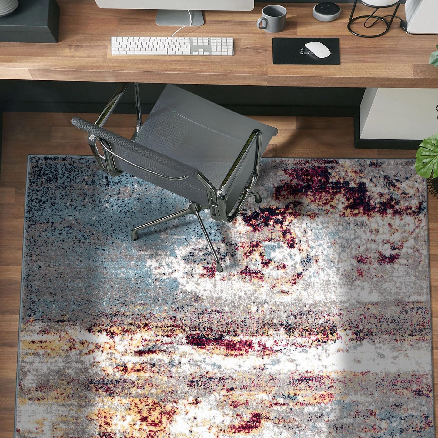 Rugshop Multi Modern Distressed Abstract Area Rug Bohemian Inspired Watercolor for Living Room, Dining Room and Bedroom 5' x 7'