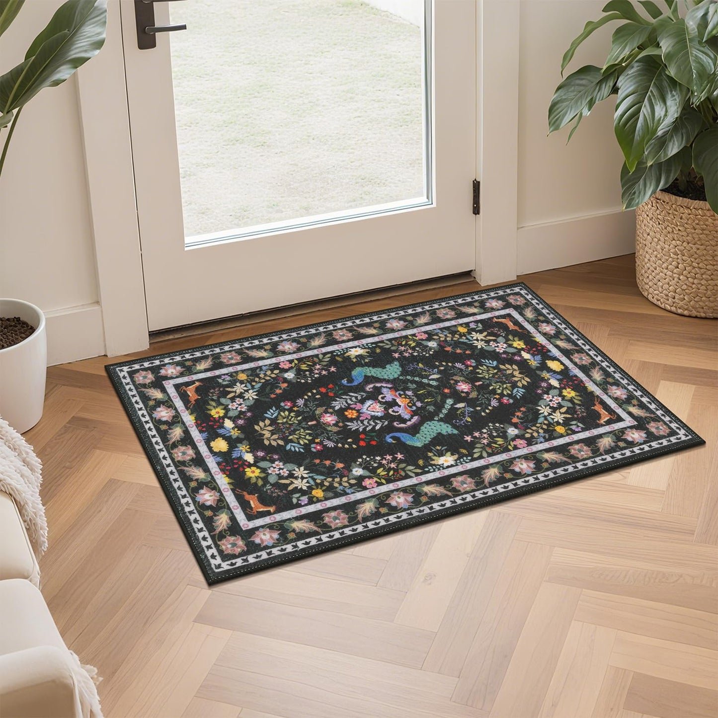 HEBE Washable Kitchen Rugs Sets of 3, Non Slip Absorbent Kitchen Rugs and Mats, Farmhouse Stain Resistant Kitchen Mat Carpet Runner for Kitchen Floor, Laundry Room, Hallway