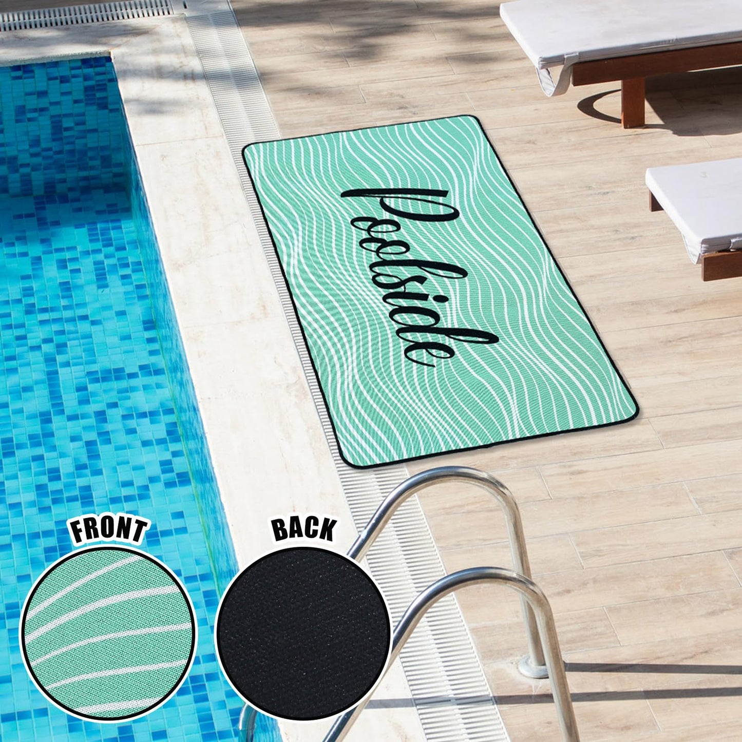 Tinideya Pool Mat Poolside Non Slip Mat Walk Pool Deck Mats Rugs for Floor Outdoor Rubber Mats with Drainage Outdoor and Indoor Dock Safety(Teal,23.62" X 35.43")