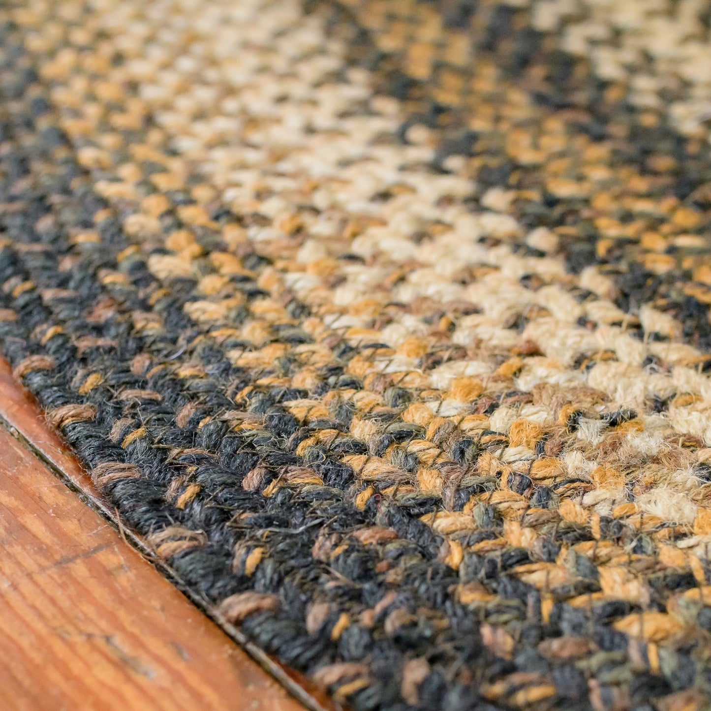 Kilimanjaro Jute Braided Rug 2x3' Black & Tan – Primitive Country Braided Rugs for Bathroom, Entryway, Kitchen & Farmhouse – Pet-Friendly, Reversible & No-Shed