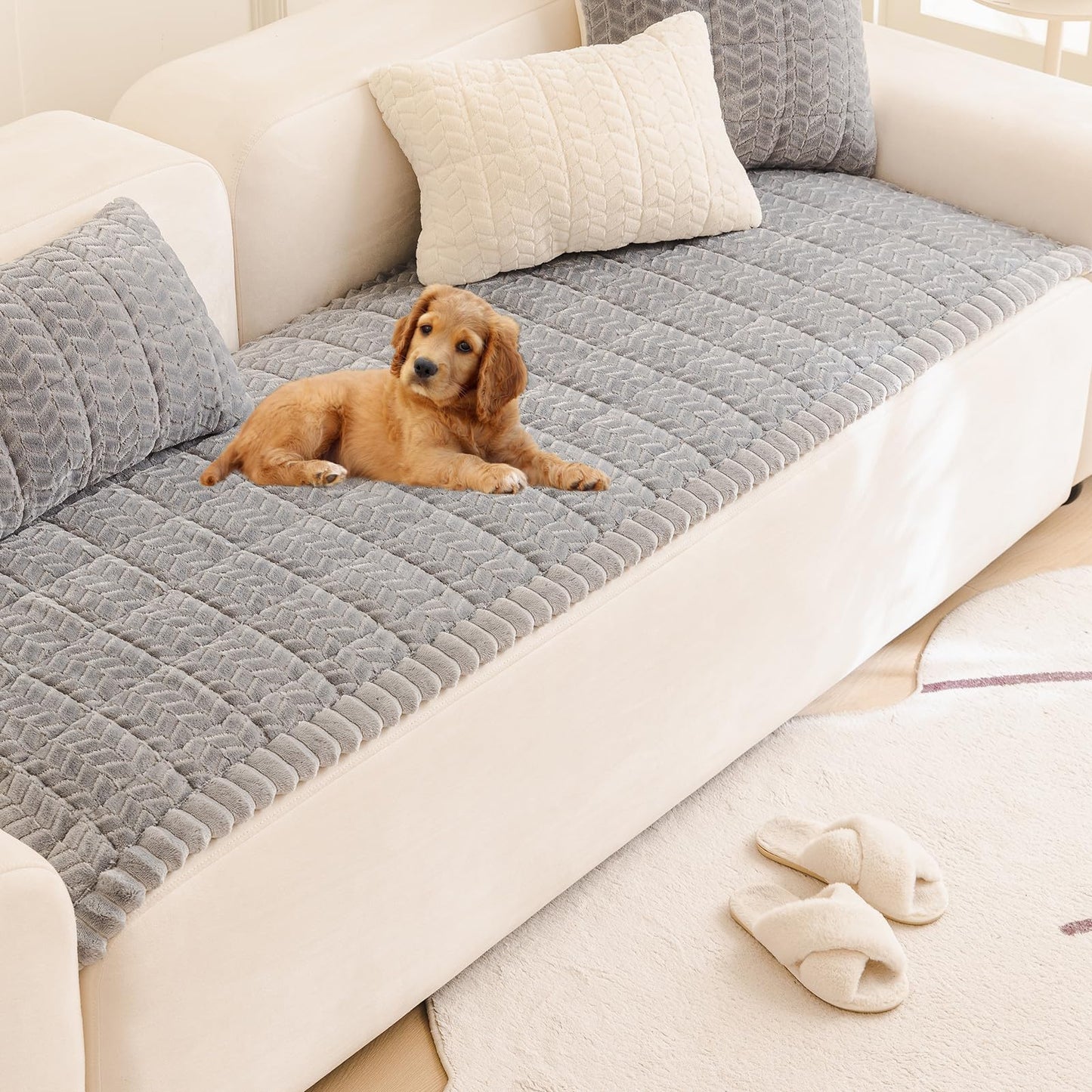 Mivnue Pet Couch Cover Protector Sofa Covers for Pets Washable Non Slip Couches and Sofas Dog Mat (Grey, 27.6" x 59.1")
