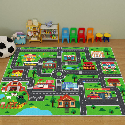 Kids Carpet Car Play Rug, City Life Traffic Road Kids Rug Playmat,Non Slip Children Educational Game Car Mat Area Rug for Playroom Boys Bedroom Classroom (59X39.4 INCH, Style 1)