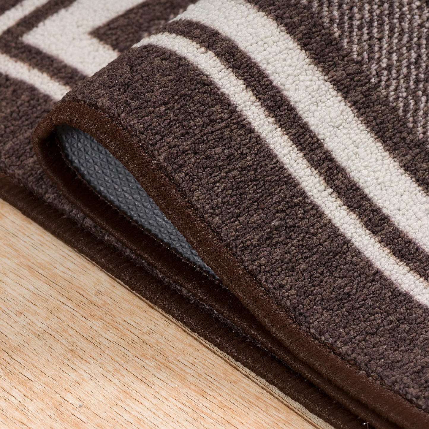 Beverly Rug Non Slip Area Rugs 3x5 Modern Bordered Non Skid Rubber Backing Soft Area Rug for Living Dining Room Easy to Clean Non Shedding Kitchen Bedroom Indoor Carpet 3 x 5 Brown