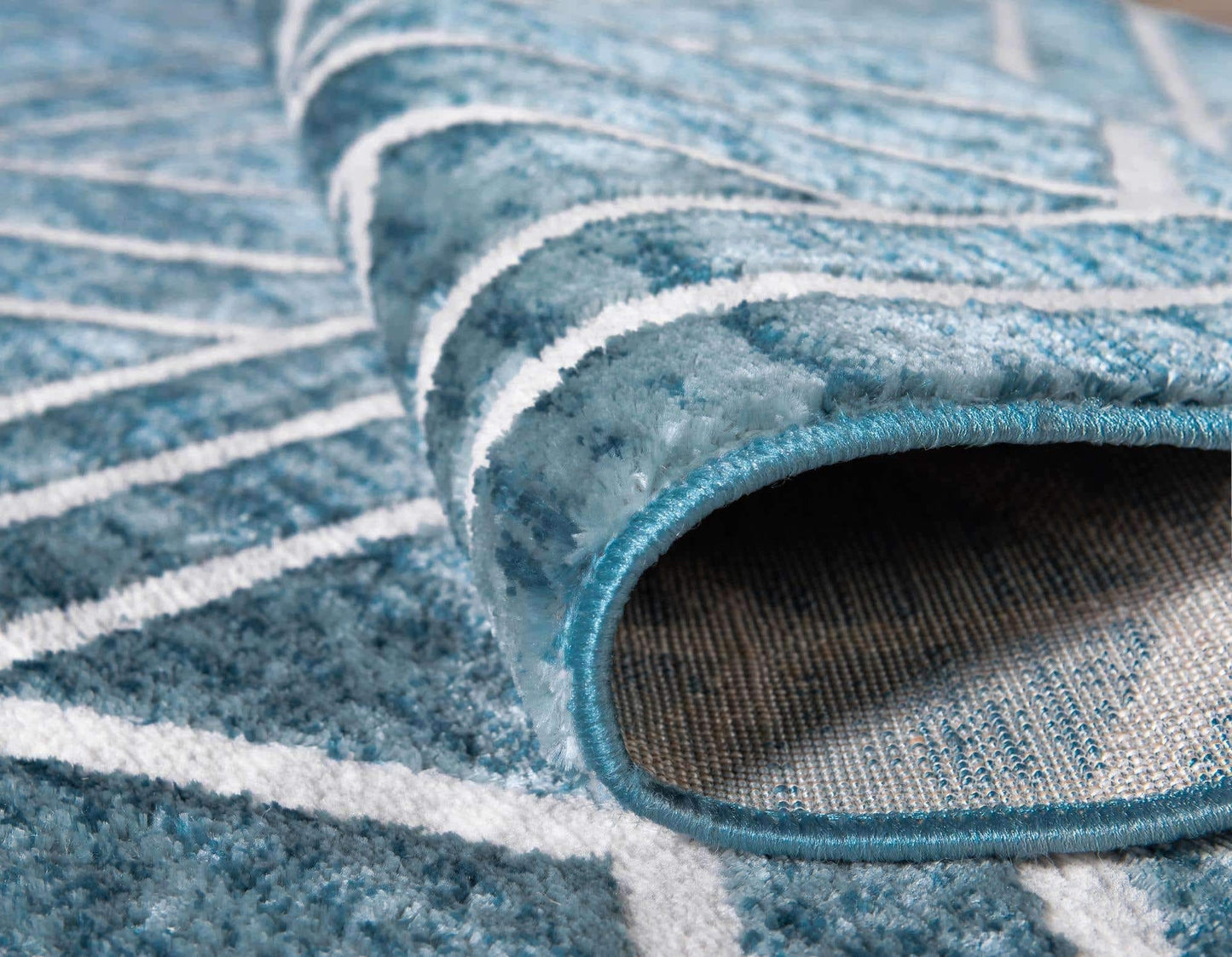Unique Loom Matrix Trellis Collection Area Rug - Motif (3' 3" Round, Blue/ Ivory)