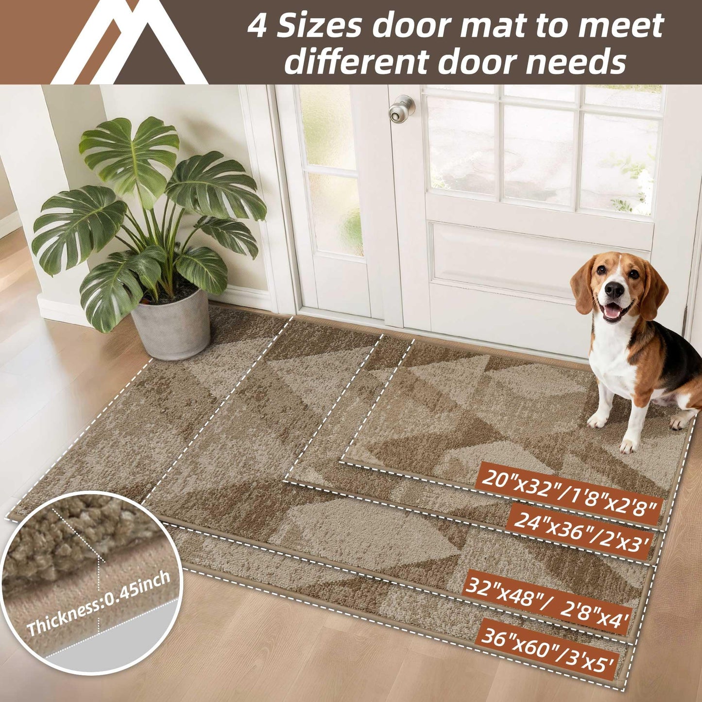 COSY HOMEER Entryway Rugs Doormat 32"x48", Non-Slip Absorbent Polyester, Washable Rugs for Front Door, Dirty Paws & High Traffic Areas, Beige