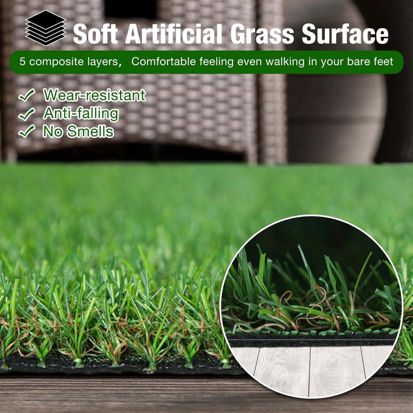 XLX TURF 2FT X 6FT Artificial Turf Runner Rug Indoor Outdoor - Realistic Narrow Fake Grass Carpet Patio Balcony Floor Covering - Pets Friendly & Drainage Dog Grass Pad