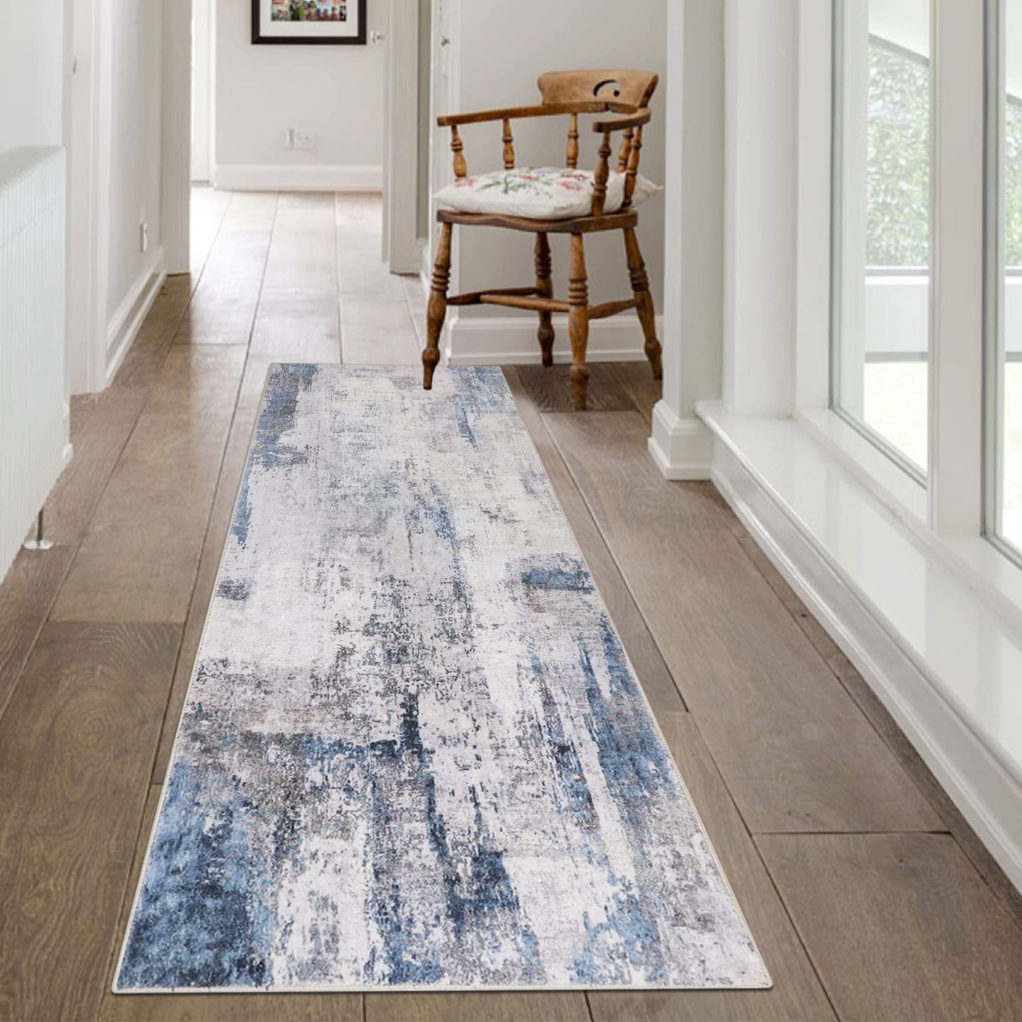 famibay 2x6ft Hallway Runner Rug with Rubber Backing Modern Abstract Washable Rug Runner Soft Fluffy Low Pile Floor Runners Non Skid Floor Carpet Runners for Hallways Entryway Bathroom Kitchen