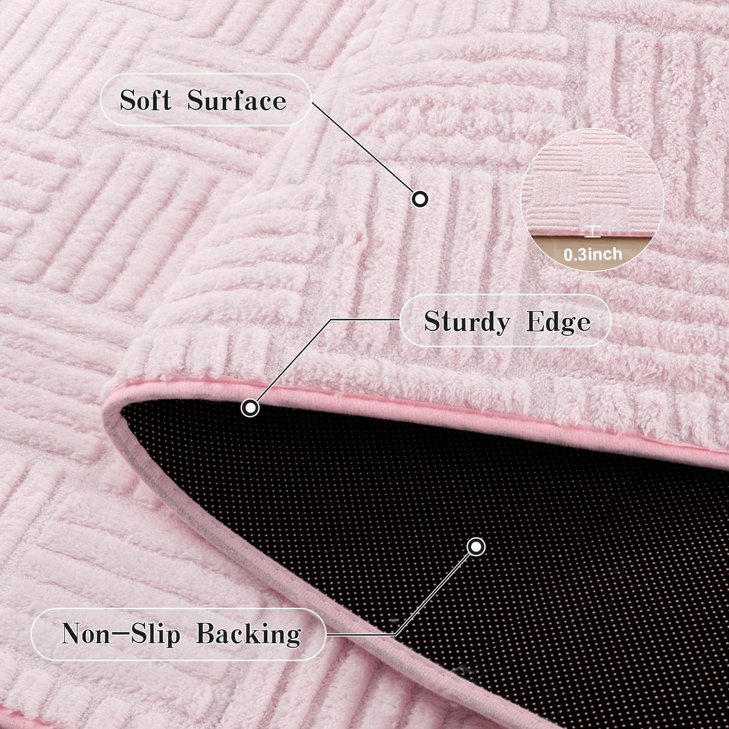 Flagover Pink Washable Shag Area Rug for Living Room, 6x9 Modern Geometric Non Slip Bedroom Rugs, Fluffy Soft Thick Carpet for Girls Kids Room, Dorm, Office, and Home Decor