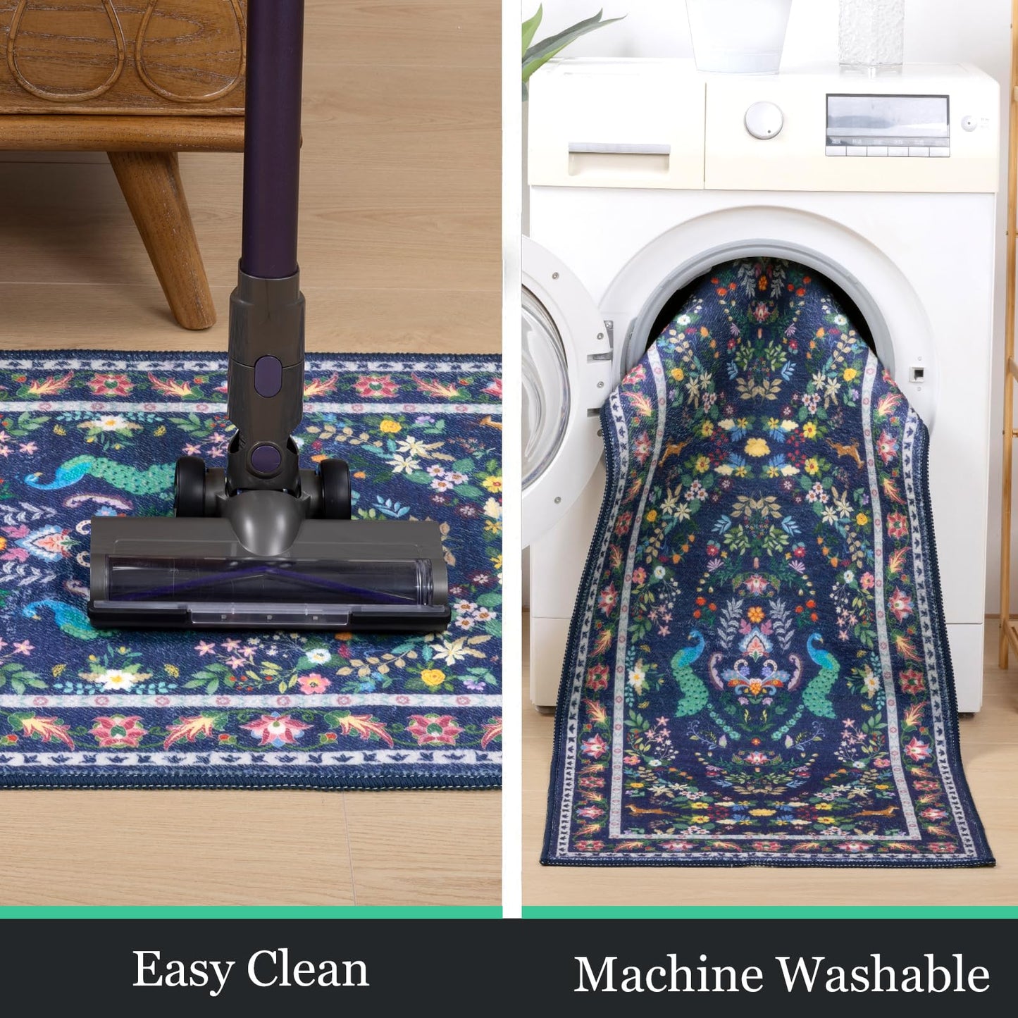 HEBE Washable Kitchen Rugs Sets of 3, Non Slip Absorbent Kitchen Rugs and Mats, Farmhouse Stain Resistant Kitchen Mat Carpet Runner for Kitchen Floor, Laundry Room, Hallway