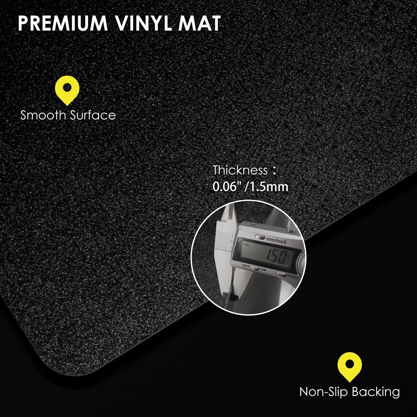 Vicwe Area Mat for Hard Floor, 3'×5'Area Rug for Home, PVC Non-Slip Floor Protector for Dining Room, Large Anti-Scratch Floor Mats for Laundry Room, Kitchen, Bedroom (Black)