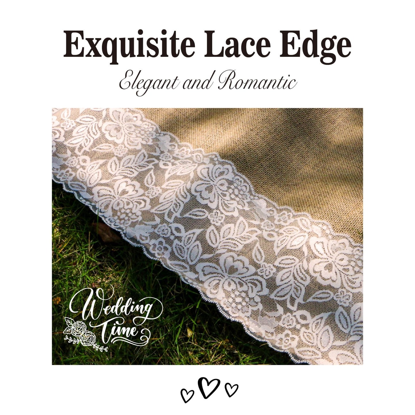 3FT x 20FT Natural Burlap Wedding Aisle Runner Outdoor, Aisle Runner for Wedding Ceremony with Lace, Rustic Jute Carpet Rug, Beach Wedding Decor Aisle Decor for Church Lawn Garden Reception