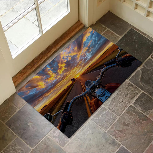 VANZEV Sunset Motorcycle Ride Indoor Door Mat for Entryway, 17x29.5 Inch, Motorcycle Floor Doormat for Home Decor, Non-Slip Rug Mat for Living Room, Kitchen, Bedroom, Gifts for Biker Lovers