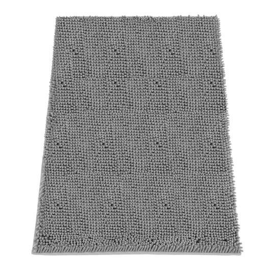 HOMEK Absorbent Dog Door Mat for Muddy Paws, 60" x 36" Chenille Indoor Mats for Entryway, Trap Dirt Front Door Mat Indoor Entrance Washable Non Slip Soft Light Grey