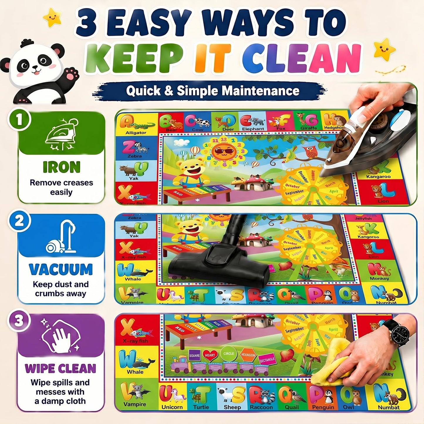 ABC Kids Play Rug, Non-Slip Classroom Carpet,78.7" x 59"