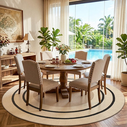 LUMI Jute Area Rug 9ft Round for Living Room, Natural Braided Woven Rugs Non Slip, Neutral Farmhouse Carpets No Shedding, Durable for High Traffic, Dining Room, Indoor, Outdoor, Patio
