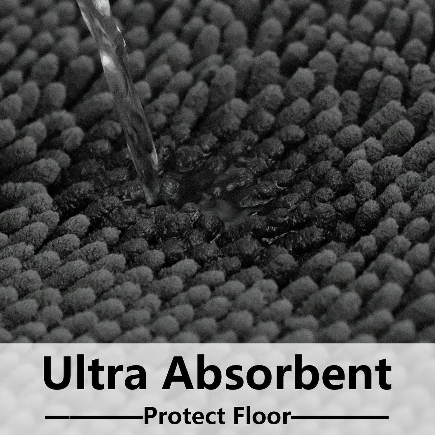 BOANKODU Bathroom Rugs 36x24, Extra Soft Absorbent Chenille Bath Rugs, PVC Backing Quick Dry, Machine Washable Bath Mats for Bathroom Floor, Tub and Shower, Home Decor Accessories,Dark Grey