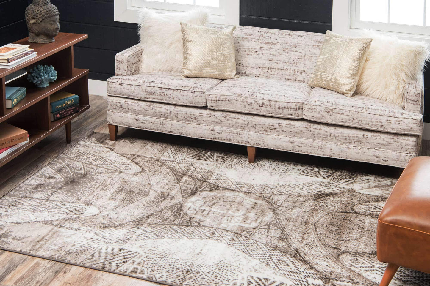 Unique Loom Sofia Collection Area Rug - Albert (6' 1" x 9' Rectangle, Brown/ Ivory)