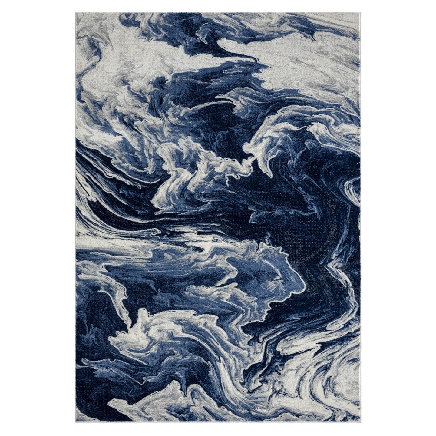 LUXE WEAVERS Marble Abstract Clouds Area Rug,Blue,6'X9'