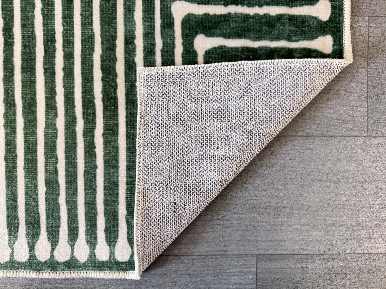 GLN Rugs Contemporary - Priene - Machine Washable Runner Rug, Modern Washable, Non Slip, Low Pile Area Rug, Hallway, Bedroom, Kitchen Rug - Easy Clean (2'6" x 7' Beige Green)