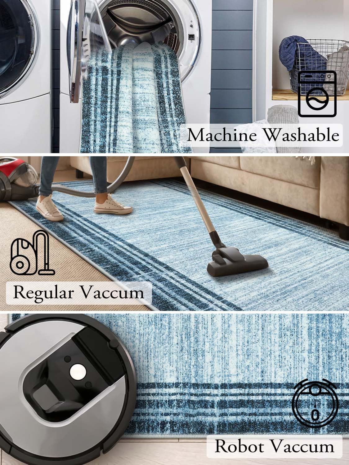 Lahome Abstract Area Rugs 5x7,Washable Modern Rugs for Living Room Non-Slip,Low-Pile Soft Rug Minimalist Bordered Floor Carpet for Bedroom Dining Room Entryway Indoor