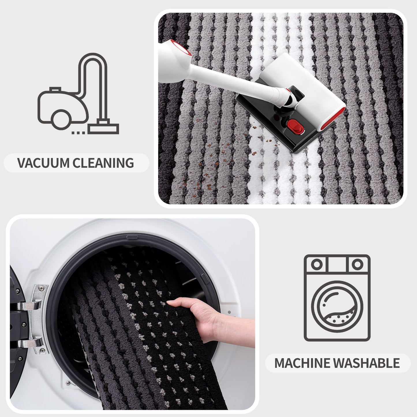 Kitinjoy Indoor Outdoor Door Mat, 59x36 Non-Slip Absorbent Dirt Trapper, Low-Profile Washable Inside Entrance Front Floor Mat, Sturdy Soft Entry Dotted Ombre Doormats for Entryway, Black