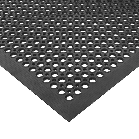 Ottomanson Heavy Duty Rubber Floor Mat – Non-Slip, Waterproof, Easy to Clean – Anti-Fatigue Mat for Commercial Kitchens, Restaurants, Workshops – Oil Resistant, Hose Washable – 36" x 60", Black