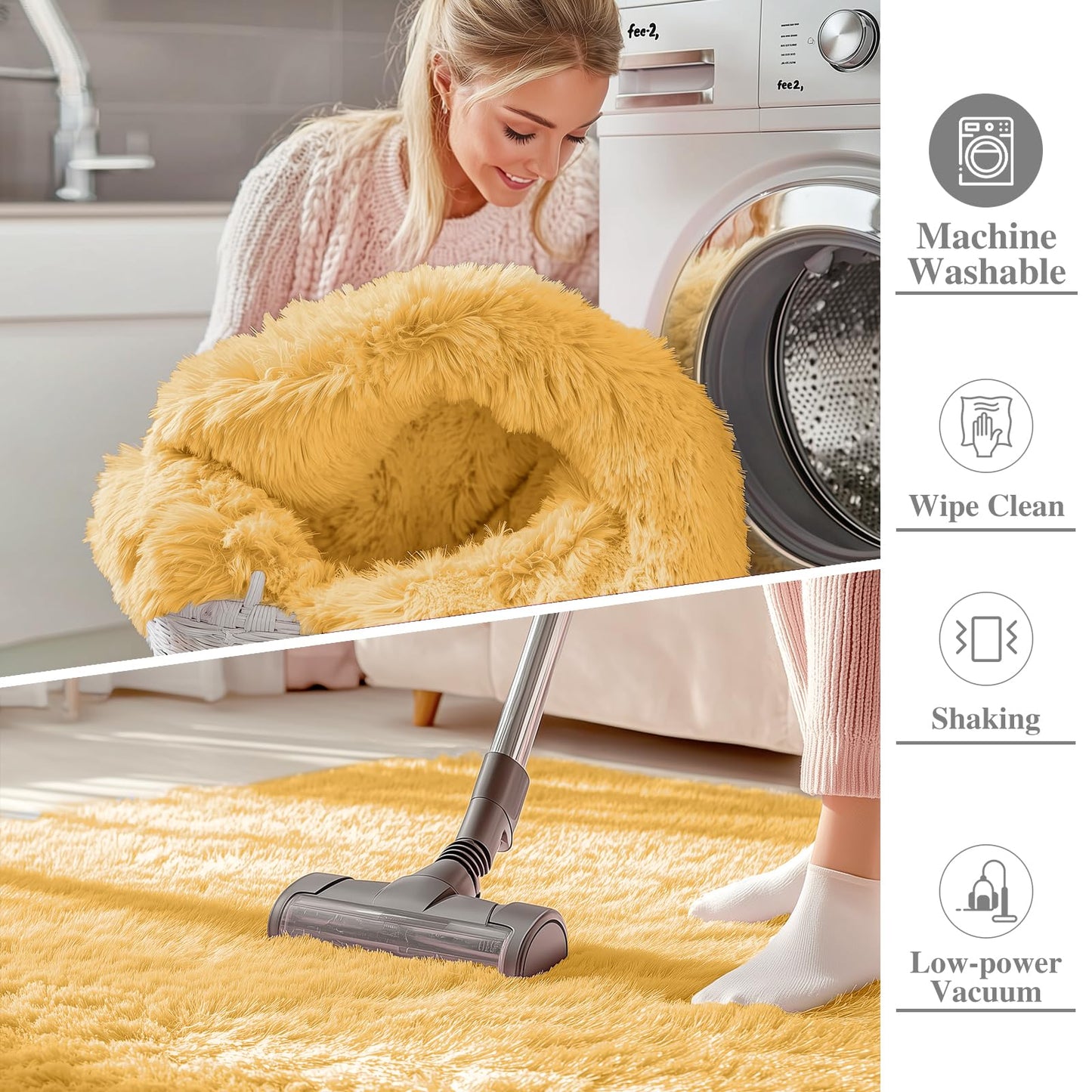 OLANLY 5x7 Machine Washable Large Area Rugs for Living Room, Bedroom, Soft Fluffy Shaggy Bedside Rug, Indoor Floor Carpet for Kids Girls and Boys, Dorms, Nursery, Home Decor Aesthetic, Mustard Yellow