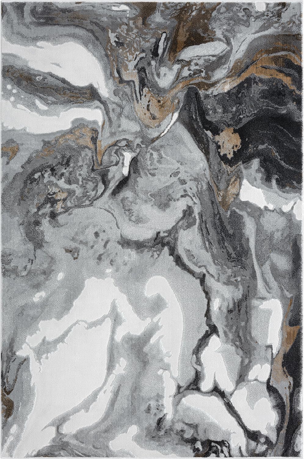 Abani Regal Collection Area Rug - Abstract Dark Grey Cracked Stone Design - 5' x 7' - Washable - for Living Room, Bedroom & Office