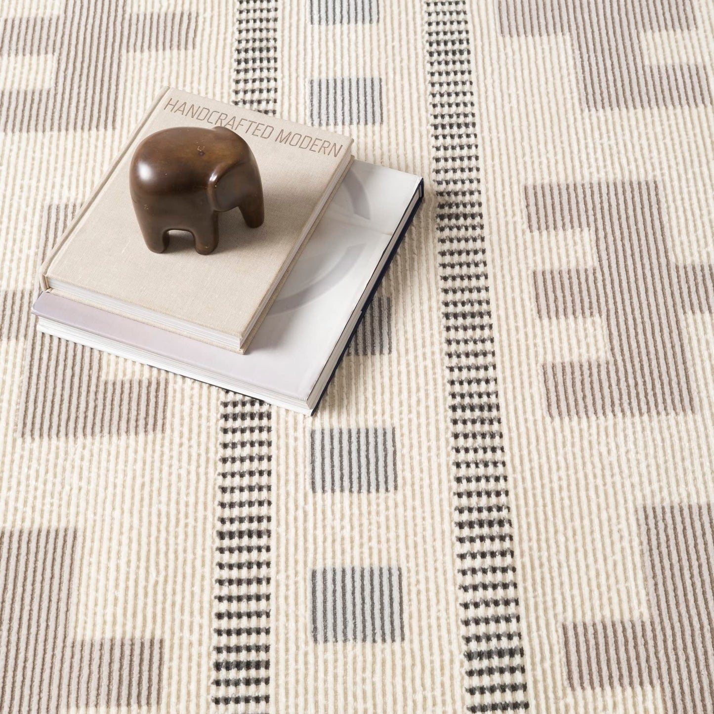 Revival Rugs Comb 5'x8' Area Rugs for Living Room Bedroom Dining Room - Washable, 100% Recycled, Oeko-TEX Certified, Modern, Medium Pile, Beige, Cream, Gray