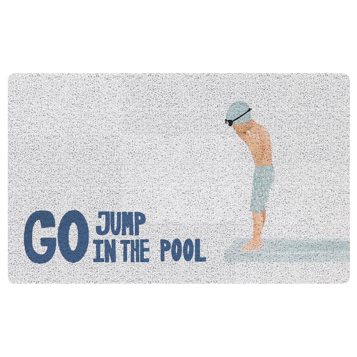 URLLUAE Coastal Beach Door Mat, Go Jump in The Pool Funny Blue Doormat Welcome Mats for Front Door Porch Outdoor Outside Entrance, Beach Bath Rug for Bathroom, 17x30 Inch