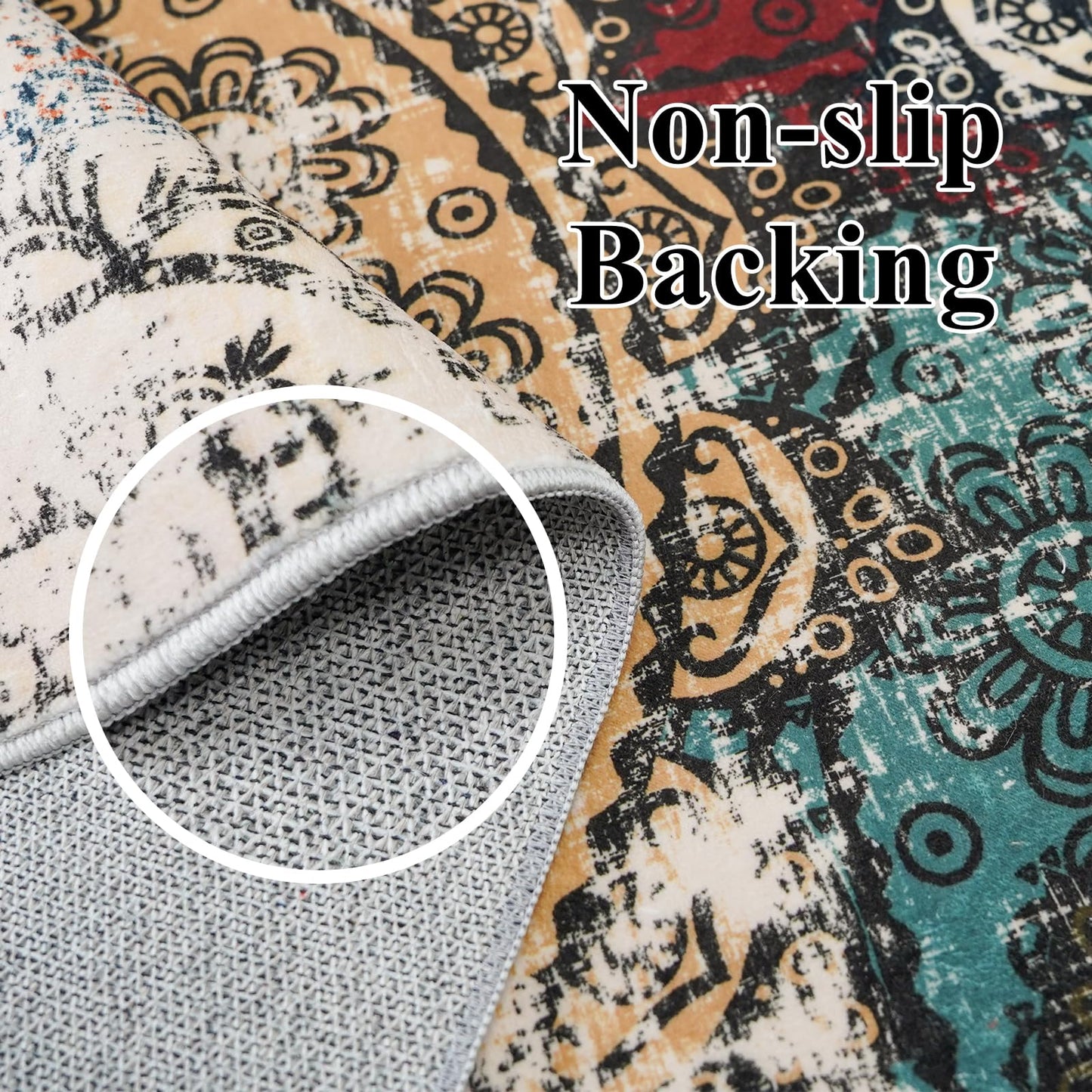 BYYVOO Washable 3x5 Area Rugs - Abstract Living Room Rus Low Pile Area Rug for Bedroom Soft Water Resistant Non Slip Modern Floor Area Rugs for Entry Dinning Room 3x5 Red Green Multi