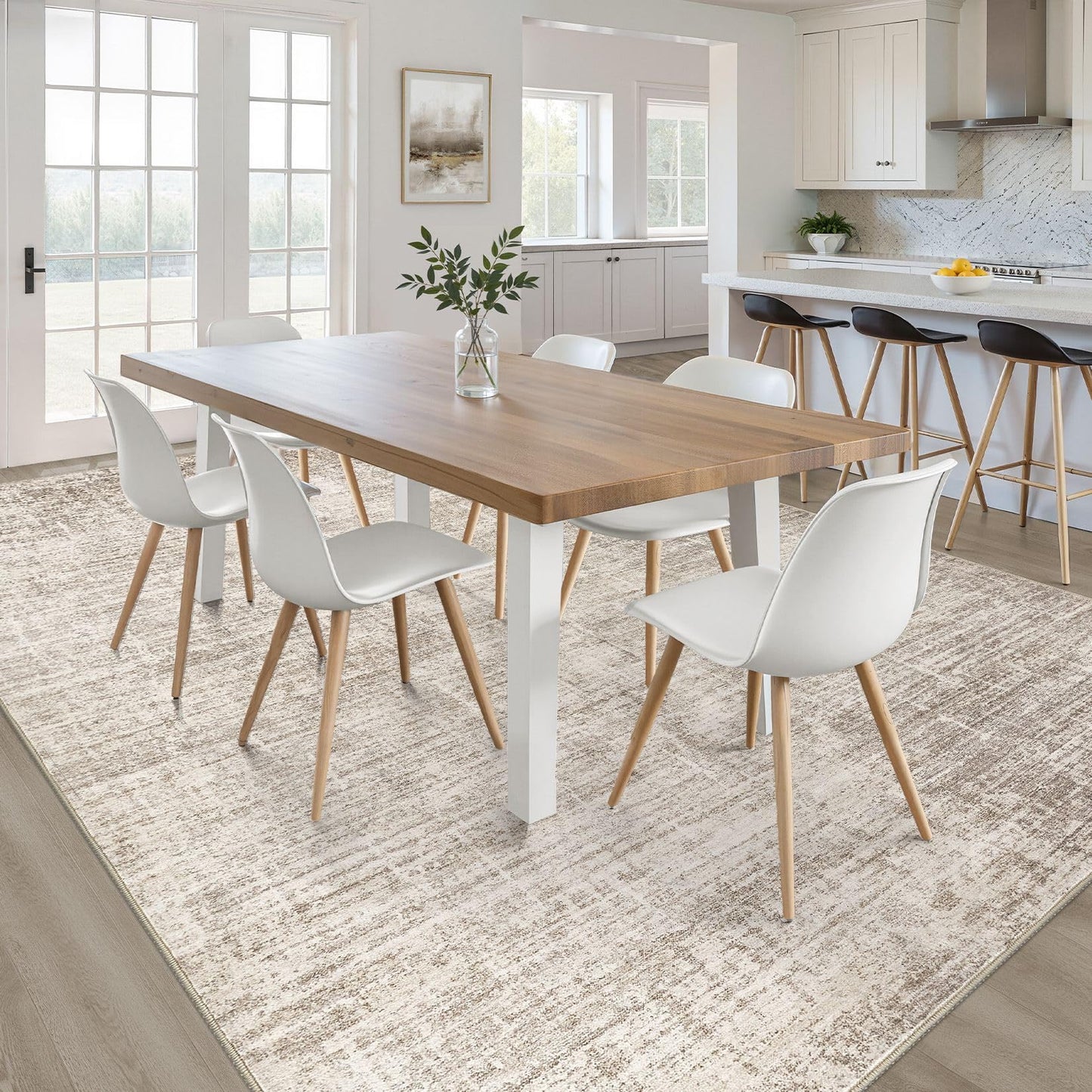 9x12 Area Rug Living Room: Washable Large Neutral Brown Rugs Abstract Soft Modern Stain Resistant Indoor Floor Non-Slip Carpet for Bedroom Nursery Kids Office Playroom Dining Room Under Table Home