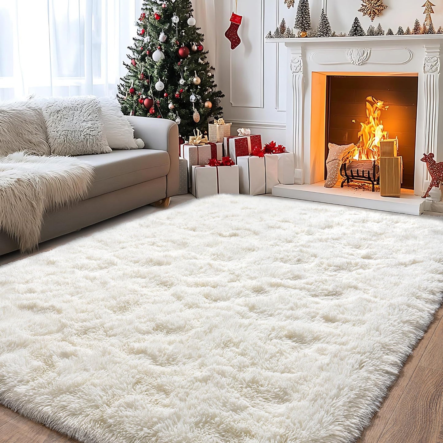 Pionblank Large Rug for Living Room 6x9 Feet, Modern Soft Shag Area Rug, Plush Fuzzy Carpet for Bedroom Girls Boys Room Home Nursery Teens Dorm Decor, Cream White