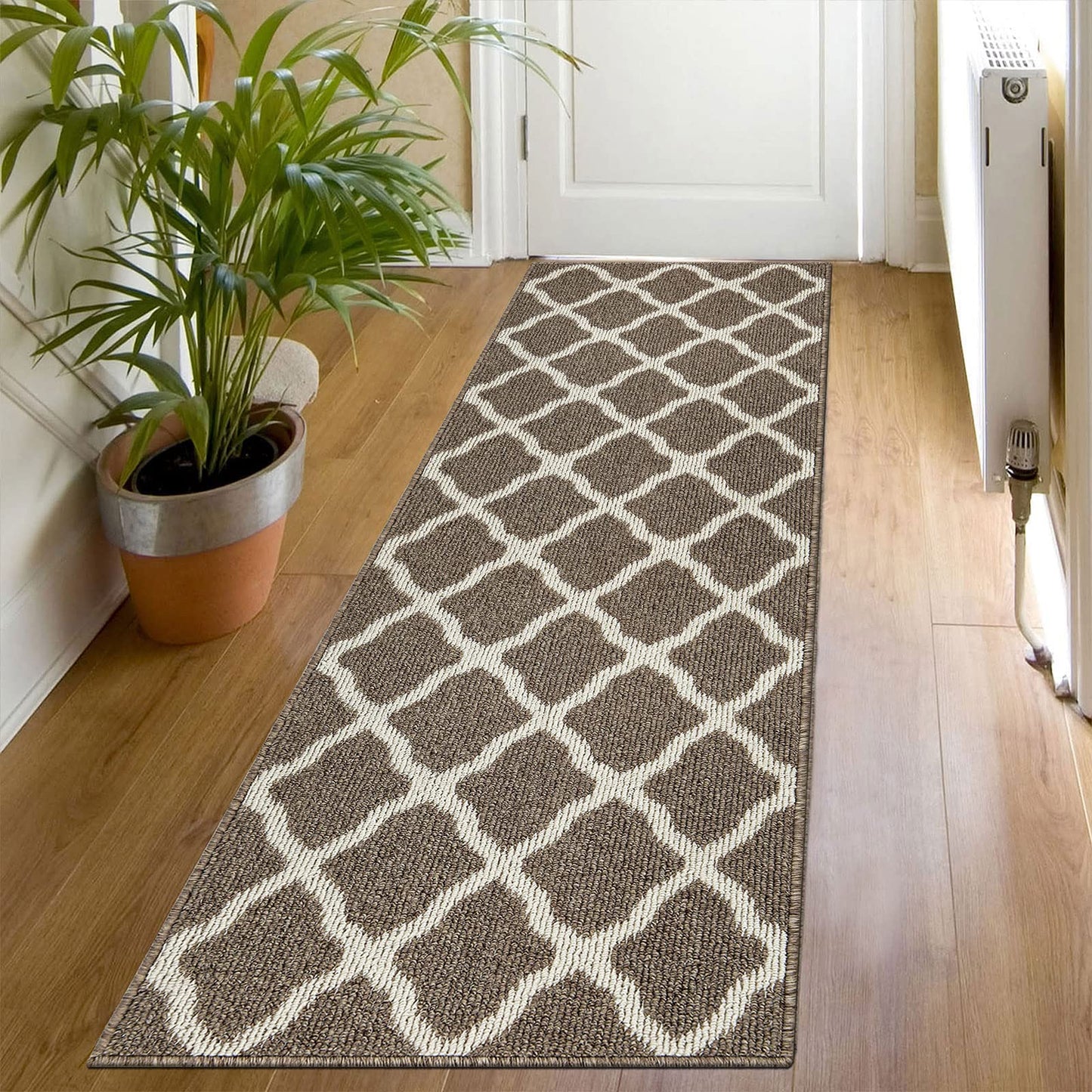 SHACOS Washable Runner Rug 20"x59" Non Slip Stain Resistant Dirt Trapper Rug Runner Floor Mat Carpet Runners for Entryway Kitchen Home Garage Office, Brown