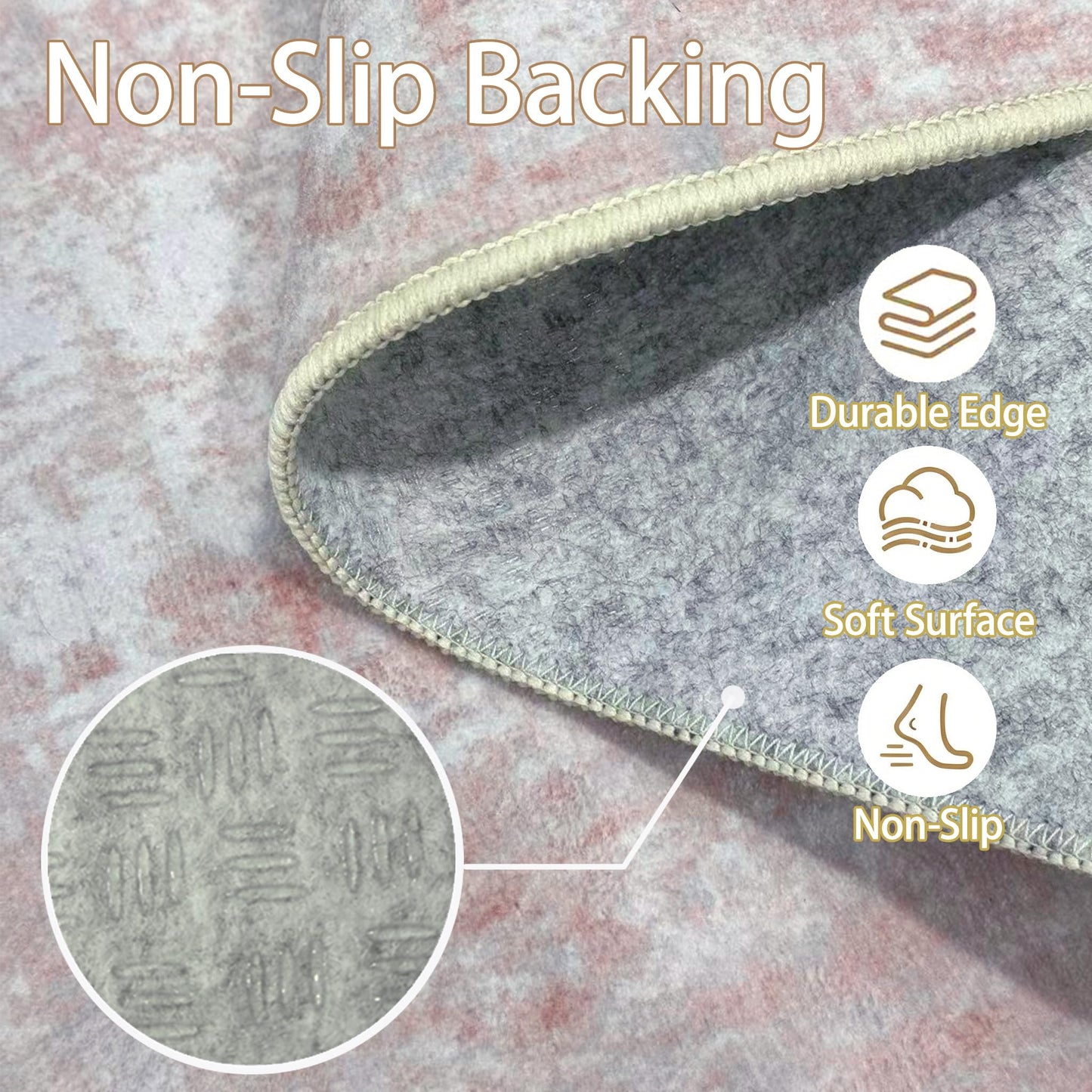 5'x7' Washable Area Rug for Living Room - Abstract Soft Non-Slip Neutral Carpet Stain Resistant Floor Mat for Bedroom Dining Room Farmhouse Nursery Home Office(Blush Pink/Ivory,5x7)