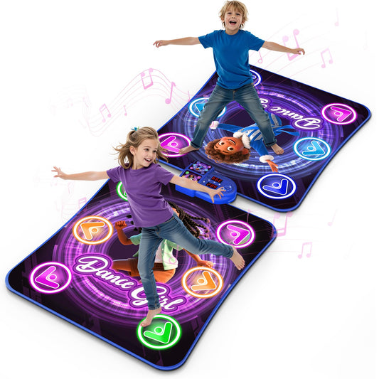 Dance Mat Toys for 3-12 Year Old Kids,Kids Dance Mat with Light Up 12-Buttons & 5 Game Modes,Double Player Dance Pad for Girls Boys, Birthday Xmas Gifts for 3 4 5 6 7 8 9 10+ Year Old Girls Boys