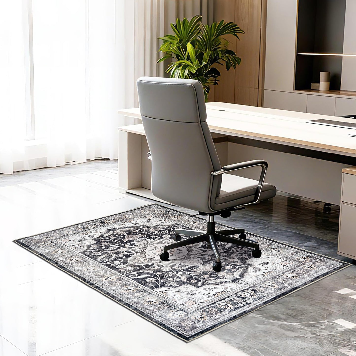 Office Chair Mat for Hardwood Tile Floor, 36"x48"Anti-Slip Under Desk Carpet Protector for Rolling Computer Chair Mat, Machine Washable Office Area Carpet (Chenille,Brown)