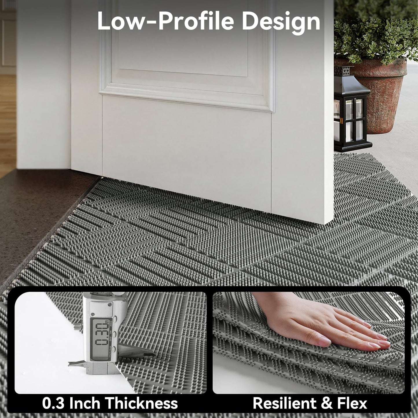 Front Door Mat Outside Entrance 31x47, Heavy Duty Non Slip, Outdoor Floor Mats Welcome Floor Doormat, Dirt Waterproof Exterior Entry Mats All Weather for Patio Entryway Kitchen Industral Bar Grey