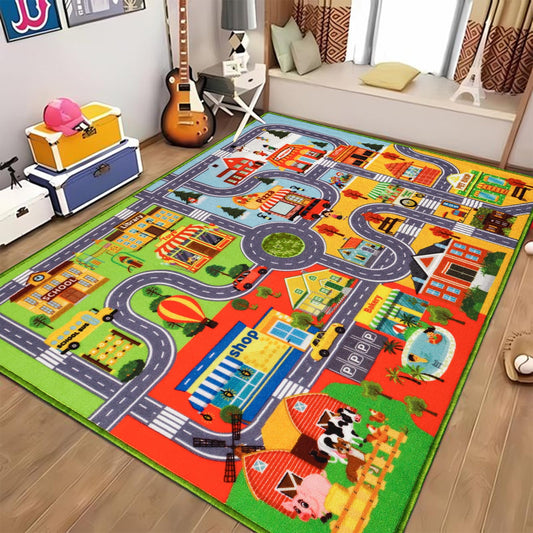 Kids Rug Carpet Car Play Mat, Non-Slip Traffic Road Rug for Kids, Extra City Map Educational Mat for Playroom Boys Bedroom Classroom (78.7X59 INCH, Four Season)