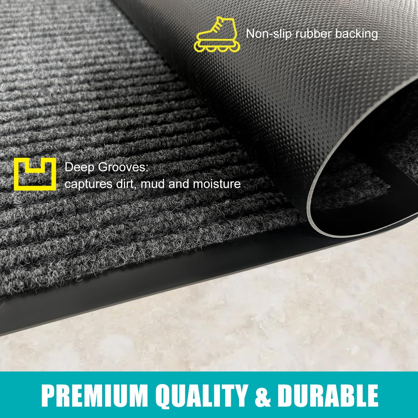 Azadx 4'x6' Front Door Mat Heavy Duty Indoor Outdoor Door Mat Non-Slip Backing Doormat for Entryway Stain and Fade Resistant Commercial Floor Mats Entry Mat Low Profile Welcome Door Mats