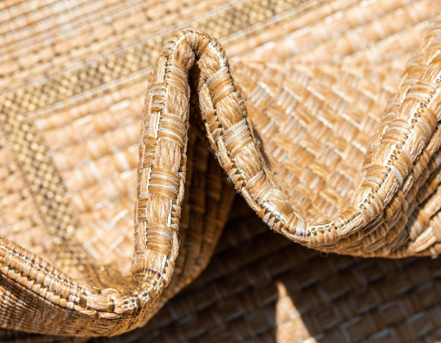 Unique Loom Outdoor Border Collection Area Rug - Multi Border (4' 1" x 6' 1" Rectangle, Tan/ Light Brown)