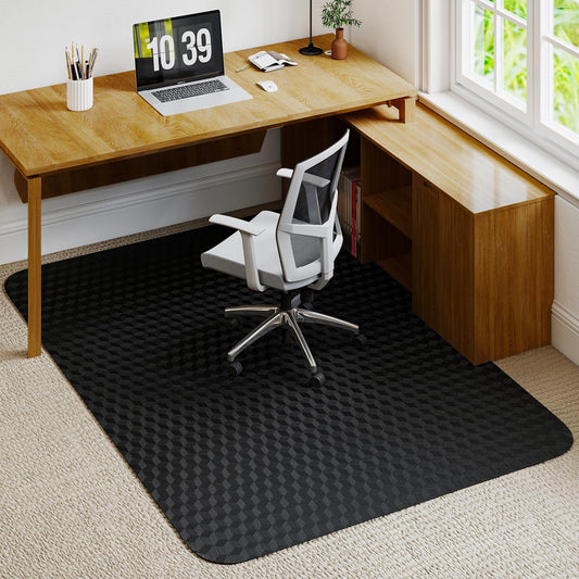 Office Chair Mat for Low Pile Carpet with Lip, 48" x 60" Clear Plastic Heavy Duty Floor Protector, Smooth Glide Desk Chair Mat for Rolling Chairs, Computer Chair Mat for Home Office, Gaming-Black