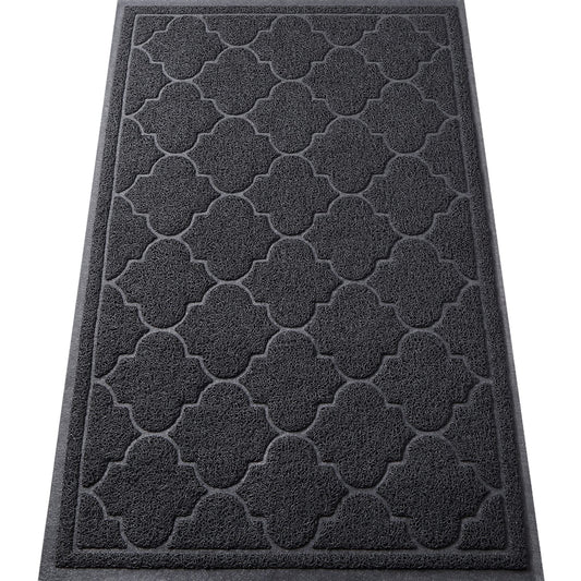 LuxStep Door Mat Large Indoor Outdoor Doormat, Non-Slip Low-Profile Design Floor Mat, Durable Trap Dirt and Dust Front Door Welcome Mat for Entryway,Patio,Garage,High Traffic Areas,(Black, 17"x30")