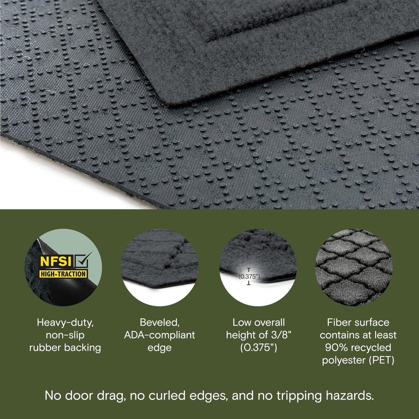 WaterHog Cordova Front Door Mat Indoor Outdoor Entrance, Absorbent All-Weather Doormat with Non-Slip Rubber Backing, Dirt & Moisture Trapper, Low Profile, Easy Clean, Made in USA, 35"x59" Charcoal