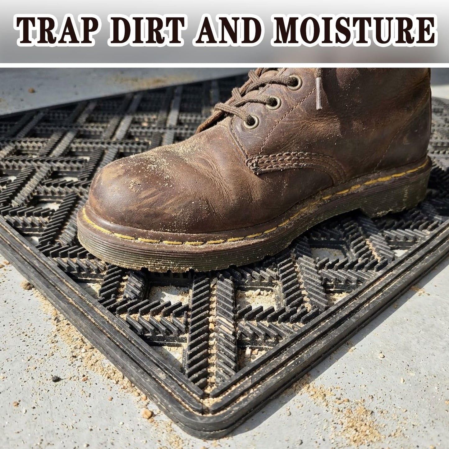Bulijojo Front Door Mat with Drainage,24x36 Rubber Heavy Duty Dirt Trapper Waterproof Welcome Mat, All Weather for Front Back Door Patio Entryway Black
